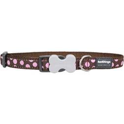 Red Dingo DC-S1-BR-SM Dog Collar Pink Dots on