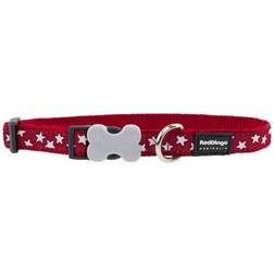 Red Dingo Stars White on Dog Collar Medium