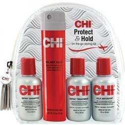 CHI Summer Travel Kit Shampoo Heat Protection Iron Guard Silk Infusion Gift set