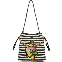 Betsey Johnson Fun Bucket Bag - Black/White