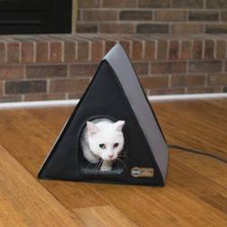 K&H Pet Products Heated A Frame Cat House, Gray/Black