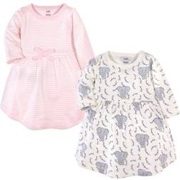 Touched By Nature 2-Pack Stripes And Elephants Organic Cotton Dresses