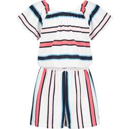 Tommy Hilfiger Big Girl's Striped Romper - White Roadmap