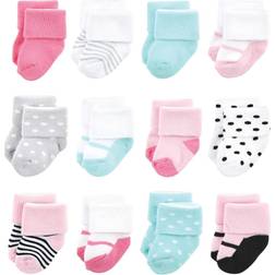 Luvable Friends Newborn & Baby Terry Socks 12- pack - Mint Pink Mary Janes