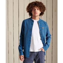 Superdry Henley Workwear Shirt, Indigo Dobby