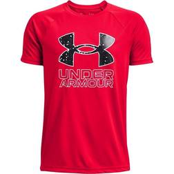 Under Armour Boy's Tech Hybrid Print Fill Shirt Sleeve - Red/Black (1363281-601)