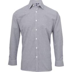 Premier Microcheck Langermet Skjorte 2XL - Svart/Hvit