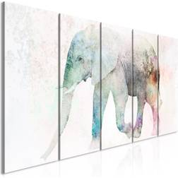 Tiptophomedecor Stretched Canvas Animal Painted Elephant Narrow Framed Art