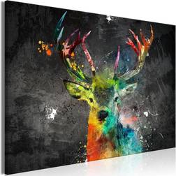 Tiptophomedecor Stretched Canvas Animal Rainbow Deer Wide Framed Art