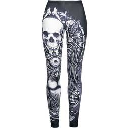 Ocultica Gothic Leggings Mit Totenkopf Druck - Schwarz