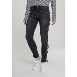 Urban Classics Women's Lace Up Skinny Pants - Grey