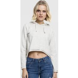 Urban Classics Felpa con cappuccio di - Ladies Cropped Terry Hoody - verde oliva