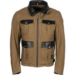 Helstons Joey Canvas Cotton Leather Kraft Jacket - Brown