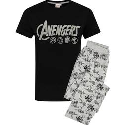 The Avengers Herren Pyjama-Set Logo - Schwarz/Grau