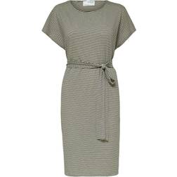 Selected SS Bat Sleeve Knee Dress - Beige