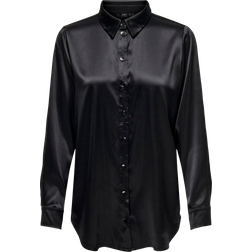 Only Chemise Col Chemise Coupe Plus Longue Noir - Marron