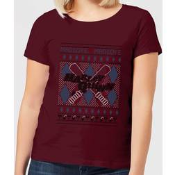 DC Comics Women's Christmas T-Shirt - Burgundy