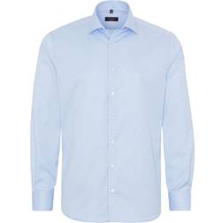Eterna Twill skjorta med struktur Modern Fit, Ljusblå/Vit