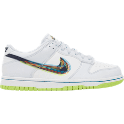 Nike Dunk Low GS 3D Swoosh - White/Blackened Blue/Volt/Football Grey