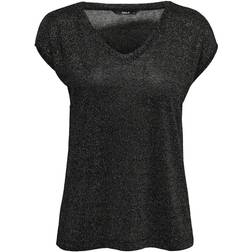 Only Camiseta Mujer Silvery Mangas V-neck