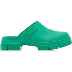 Ganni Slipper Mule med Logo Patch - Grøn