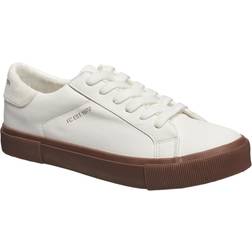 French Connection Women's Becka Sneakers in White/Oatmeal