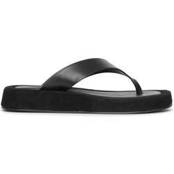 Ginza leather and suede platform flip flops