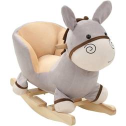 vidaXL Burro Balancín De Peluche Con Respaldo Gris 60x32x55 Cm