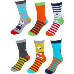 Jefferies Socks Children's Monster Face Crew Socks (6 Pair Pack) 7-8.5