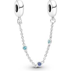 Pandora Triple Safety Chain Charm - Silver/Blue