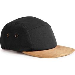 Beechfield Wildleder Peak 5 Panel Baseball Cap - Schwarz