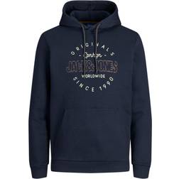 Jack & Jones Structure Hooded Sweatshirts - Navy Blazer