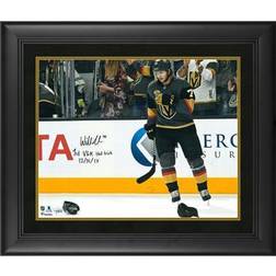 Vegas Golden Knights William Karlsson Framed Autographed Goal Celebration Photograph with 1st VGK Hat Trick 12/31/17 Inscription