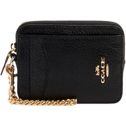 Coach Zip Card Case - Pebbled Leather/Gold/Black