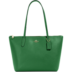 Coach Zip Top Tote - Gold/Kelly Green