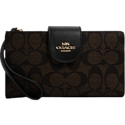 Coach Tech Wallet in Colorblock Signature Canvas - Gold/Brown/Black