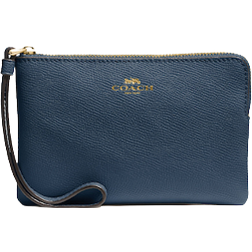 Coach Corner Zip Wristlet - Gold/Denim