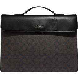 Coach Graham Flap Brief In Signature Canvas - Gunmetal/Mahogany/Black