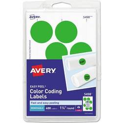 Avery Printable Removable Color-Coding Labels, 1 1/4" dia, Neon Green, 400/Pack