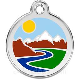 Red Dingo Mountains Stainless Personalized Dog & Cat ID Tag, Medium