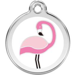 Red Dingo Flamingo Stainless Steel Personalized Dog & Cat ID Tag, Large