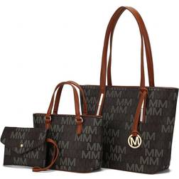 MKF Collection Aylet M Tote with Mini Bag & Wristlet Pouch Set - Brown