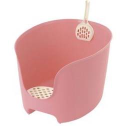 Richell Paw Trax High Cat Litter Box, Salmon