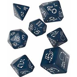 Q Workshop Shimmering Llama Dice Set Glittering dark Blue & White (7)