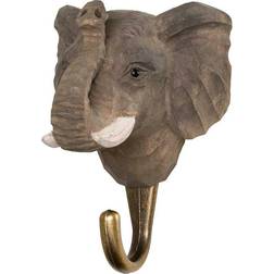 Wildlife Garden Hand-Carved Elephant Coat Hook 2.9"