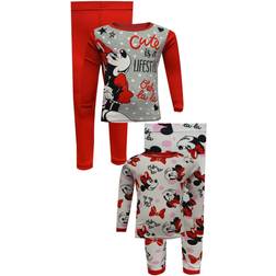 AME Sleepwear Minnie Mouse Girls 4 Piece Pajama Set