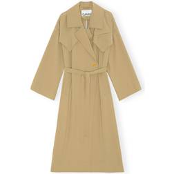 Ganni Oversized Twill Trench Coat - Brown