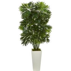 Nearly Natural 49" Mini Artificial Pam Tree in White Tower Planter Unisex Christmas Tree