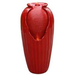 Teamson Home 32 in. Red Glazed Floor Fountain with LED Light Poster