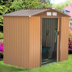 OutSunny Garden Shed Storage Unit w/Locking Door Floor Foundation Vent Yellow